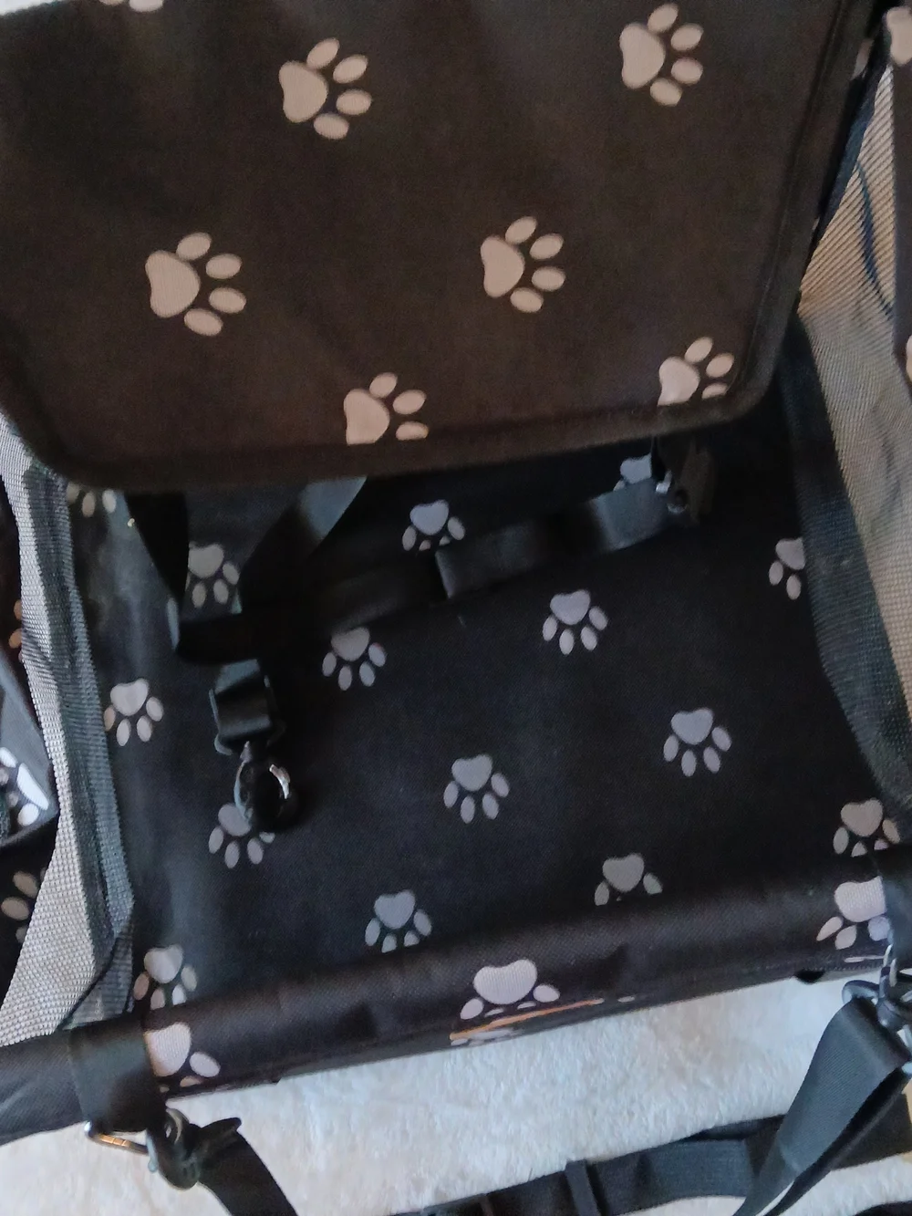 Paw-Print VEHICLE Travel Pet Carrier Safety Bag + 2 Seat Belt Straps